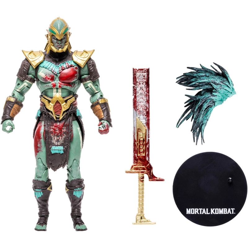 Mortal Kombat Kotal Kahn figura 20 cm - piros karddal