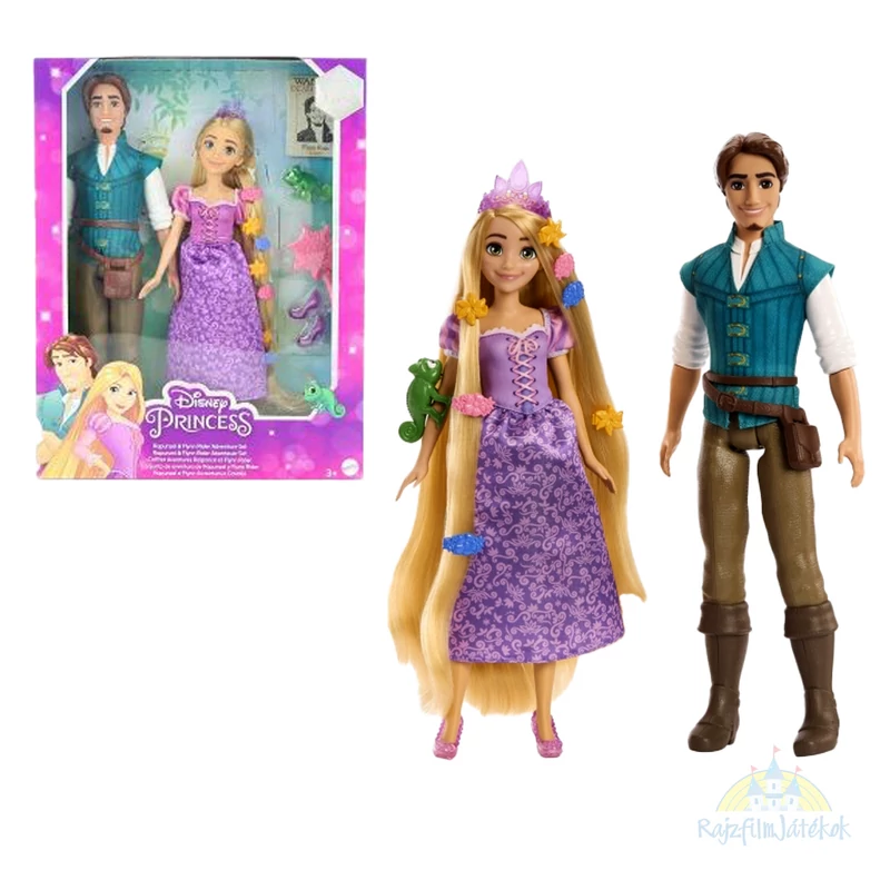 Aranyhaj Flynn Rider és Aranyhaj élethű baba szett 28 cm - Rapunzel szett