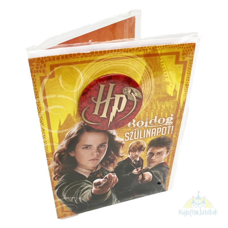 Képeslap - Boldog születésnapot! Harry Potter képeslap, kitűzővel