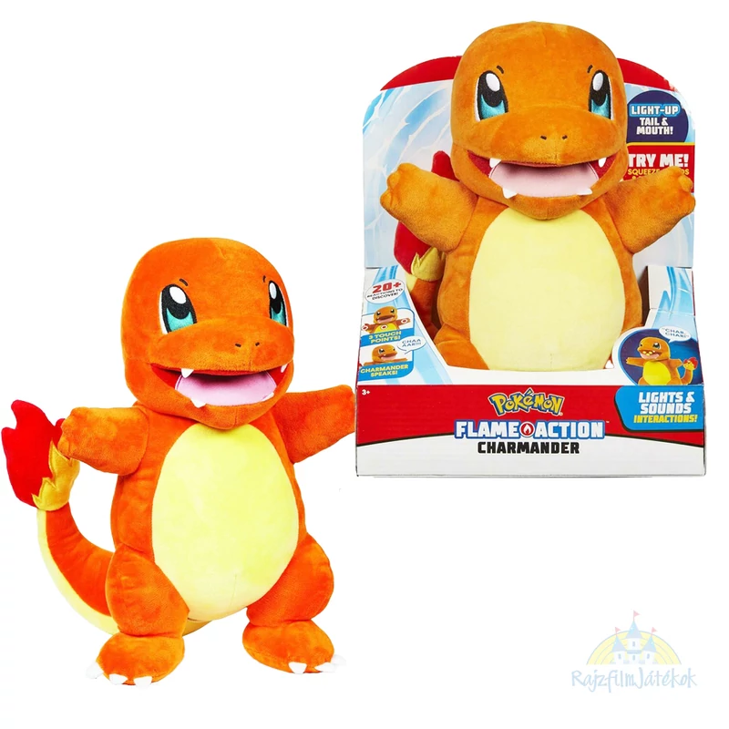 Pokemon Charmander plüssfigura 27 cm - hangot kiadó, világító