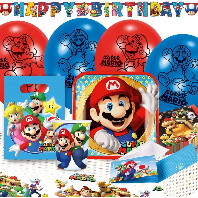 Szuper Márió prémium születésnapi party csomag 8 - főre - Super Mario party szett
