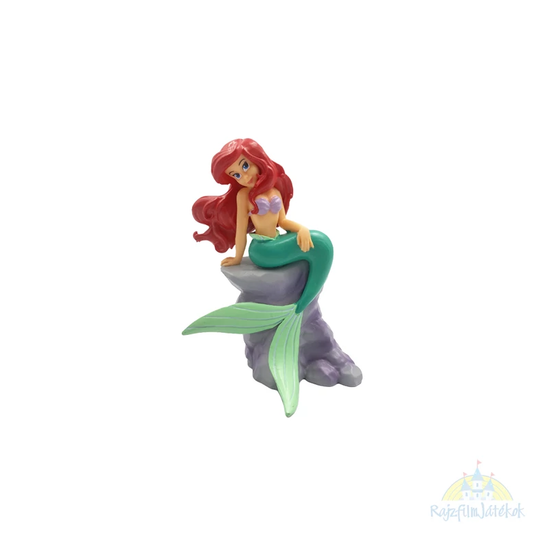 A kis hableány Ariel a sellő a sziklán gumírozott műanyag figura 9 cm