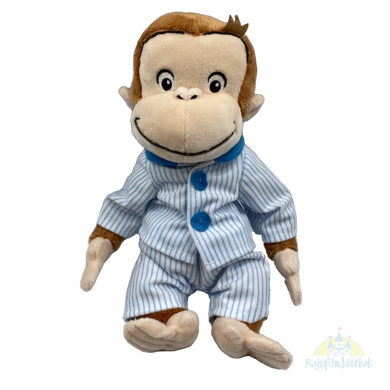 Bajkeverő majom George plüssfigura 29 cm - pizsamában