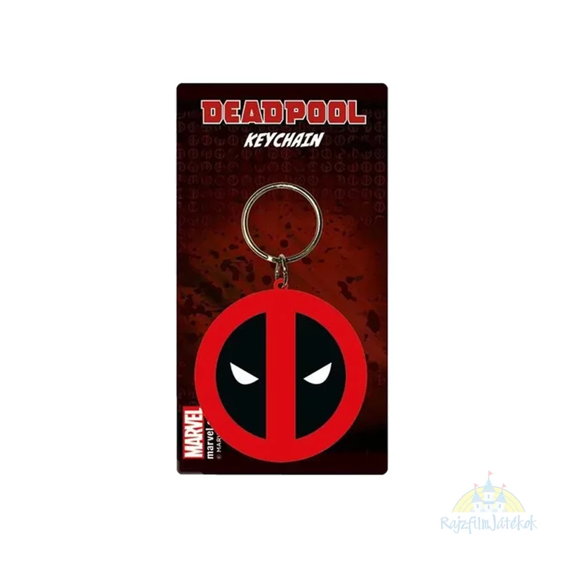 MARVEL Deadpool logós lapos gumírozott kulcstartó