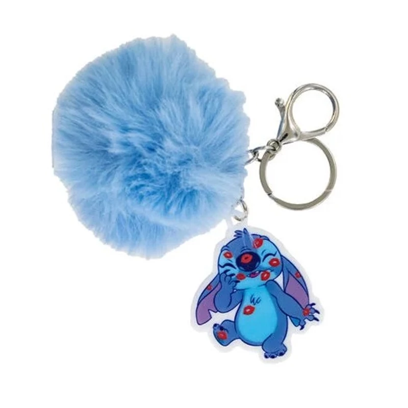 Stitch kulcstartó - sötét kék pom-pommal