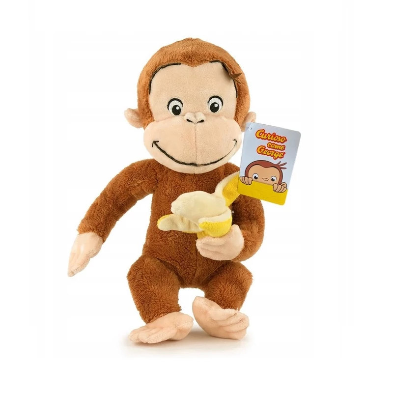Bajkeverő majom George plüssfigura 29 cm - banánnal