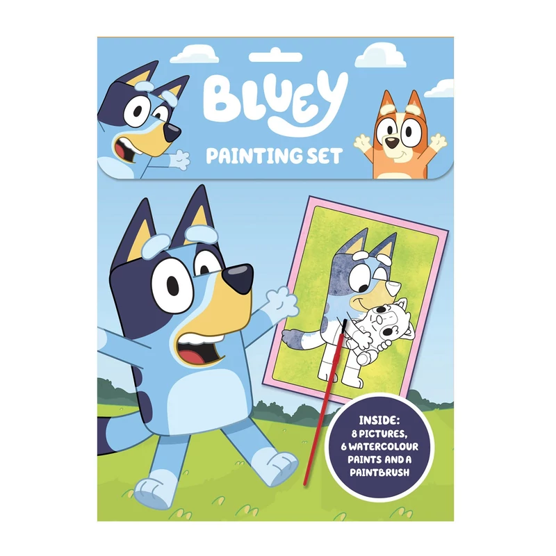 Bluey kifestő szett ecsettel és 6 színű festékkel