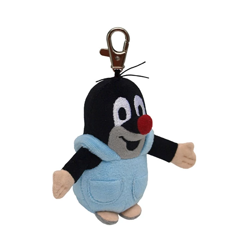 Kisvakond plüssfigura 10 cm - kék nadrágban - karabínerrel