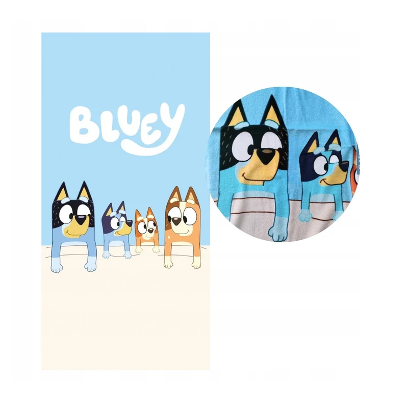 Bluey törölköző - a teljes család az ágyban