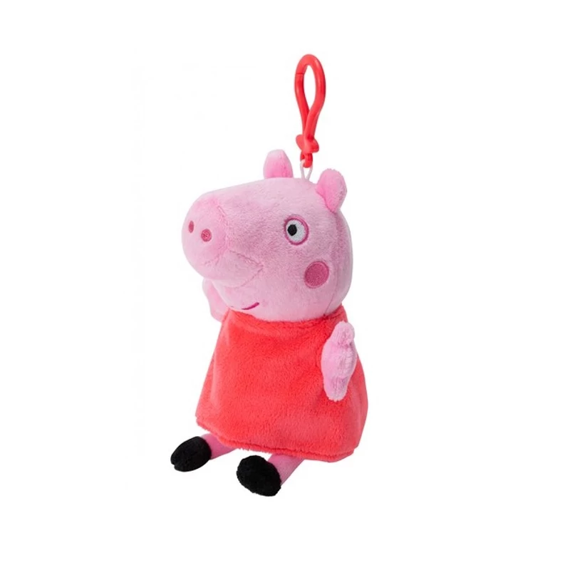 Peppa Malac plüssfigura 17 cm - karabinerrel és zsebbel