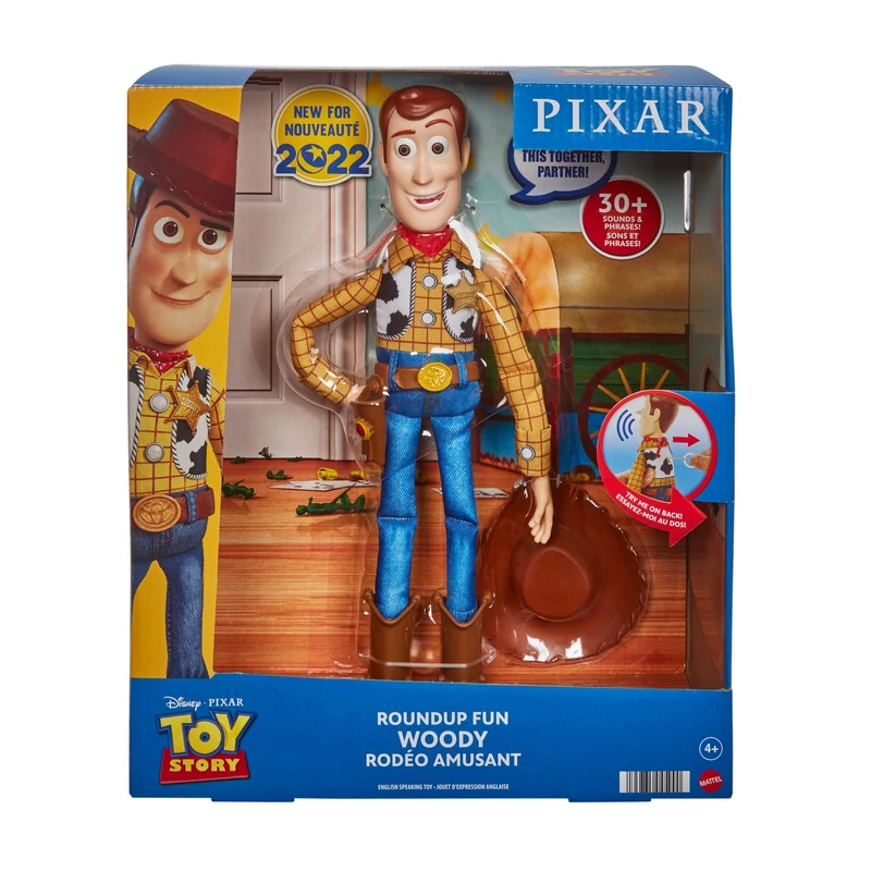 Woody figura 30 cm - Toy Story eredeti kiadás - hátánál húzva beszél mint a mesében