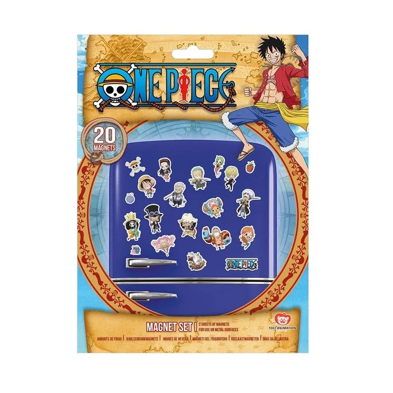 One Piece hűtőmágnes szett - 20 főszereplő és motívum