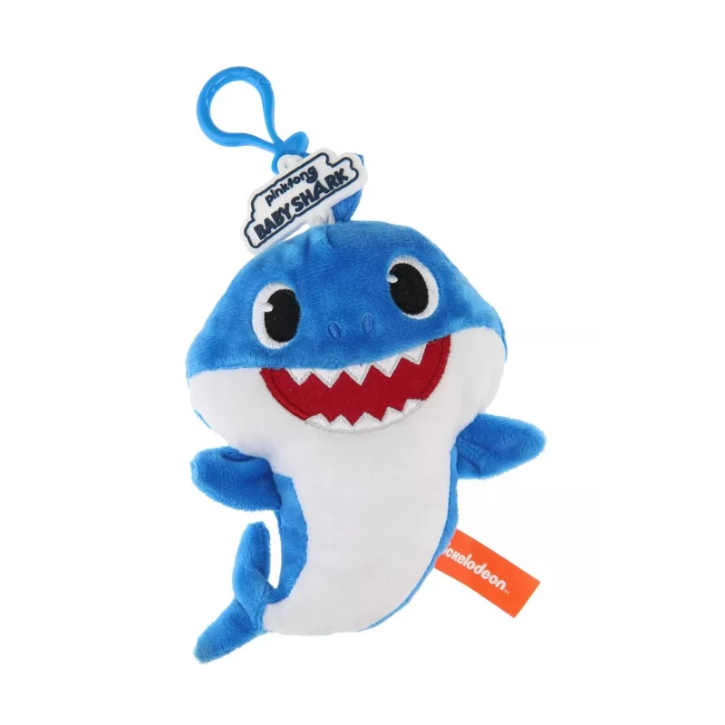 Baby Shark plüssfigura 8 cm karabinerrel - kék