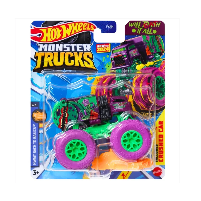 Monster Trucks jármű 10 cm fémből - Will Eat It All - Hot Wheels