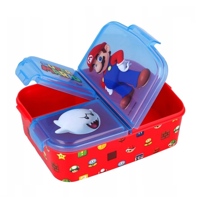 Super Mario uzsonnásdoboz - 3 rekeszes - jól zár