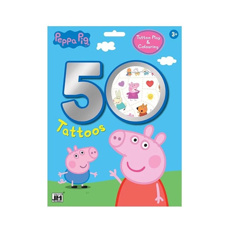 Peppa malac tetoválás szett kifesthető jelenetekkel - 50 tetkó egyben! 