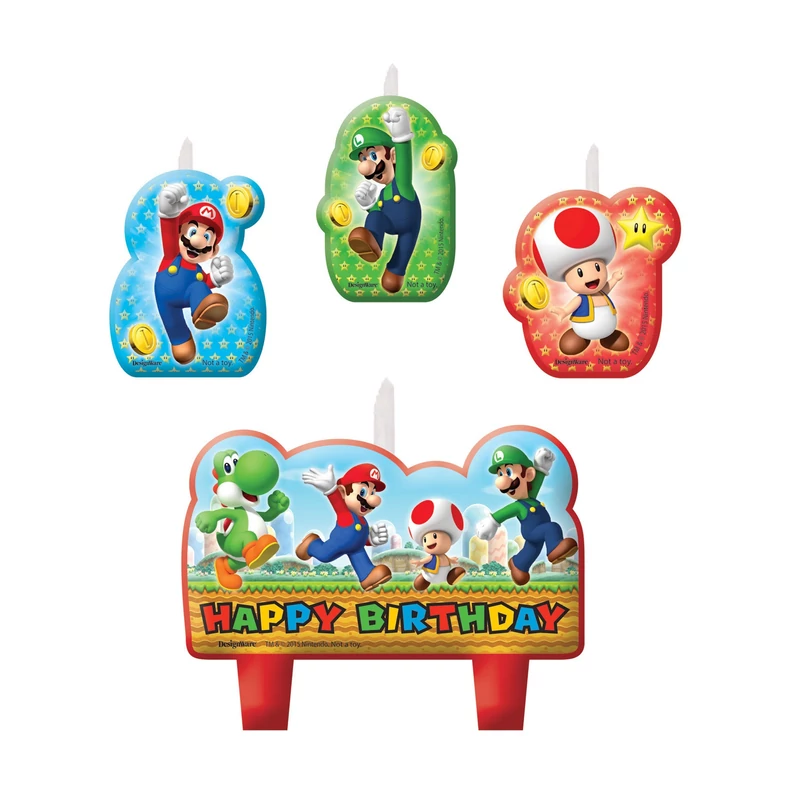 Super Mario születésnapi gyertya szett - 4 db gyertya egyben