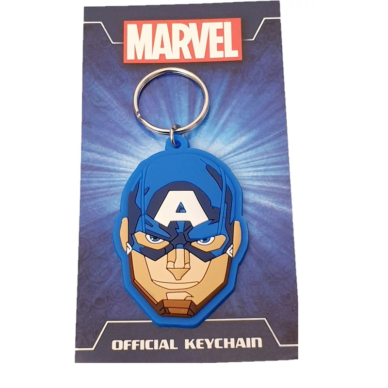 Avengers Bosszúállók Amerika Kapitány fej alakú lapos gumírozott kulcstartó