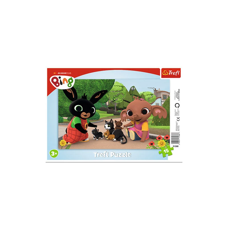 Bing nyuszi cicákkal keretes puzzle 15 db