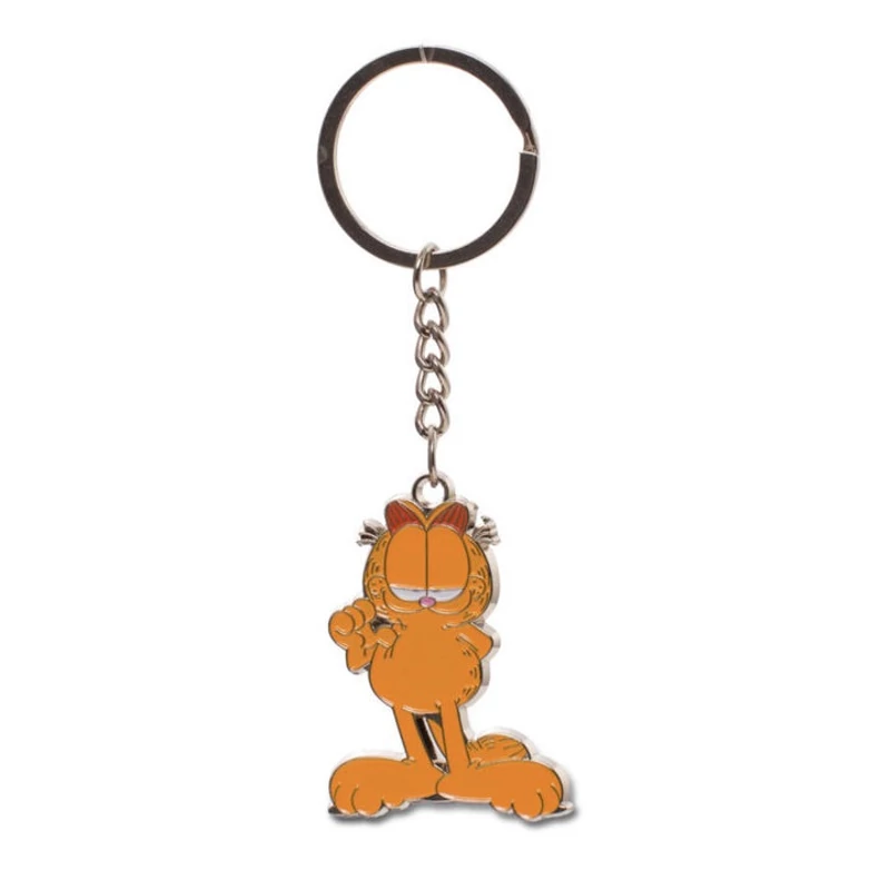 Garfield alakú lapos fém kulcstartó