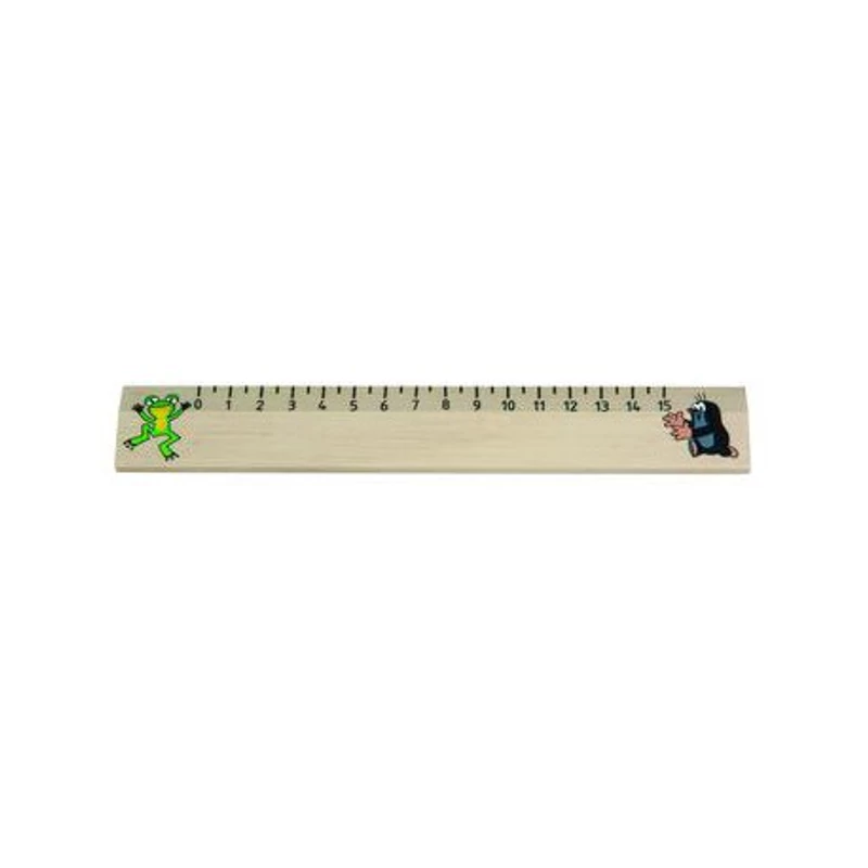 Kisvakond és béka vonalzó 15 cm - fa