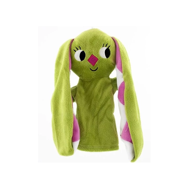 Kockásfülű nyúl plüssfigura báb 25 cm