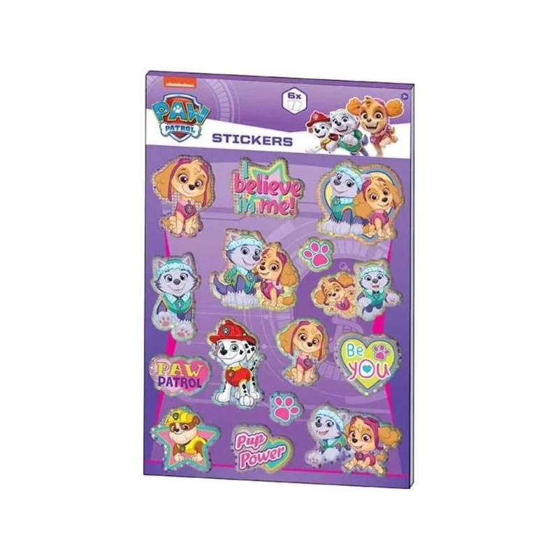 Mancs őrjárat csillámos lila matrica szett - 6 ív - Paw Patrol matrica