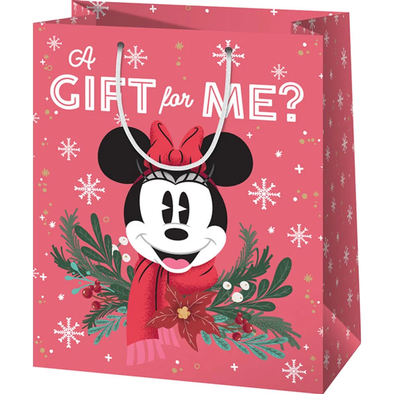 Ajándéktasak - Karácsonyi Minnie egér  - Minnie Mouse közepes ajándéktasak
