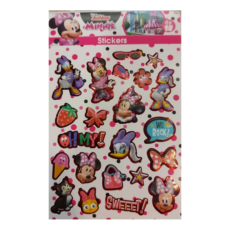 Minnie egér csillámos matrica szett - 6 ív - Minnie Mouse matrica