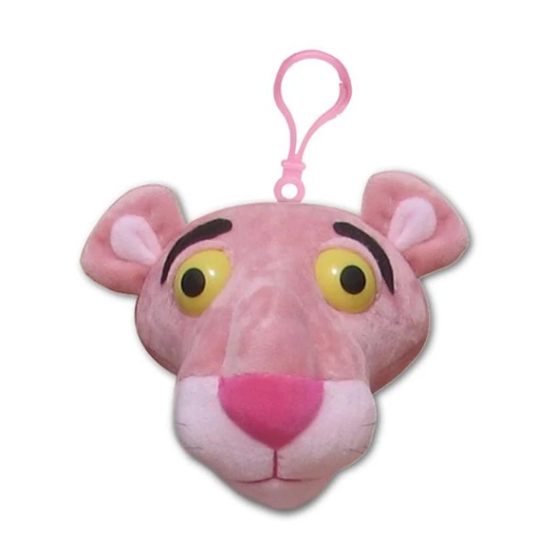 Rózsaszín párduc Pink Panther fej alakú plüss kulcstartó