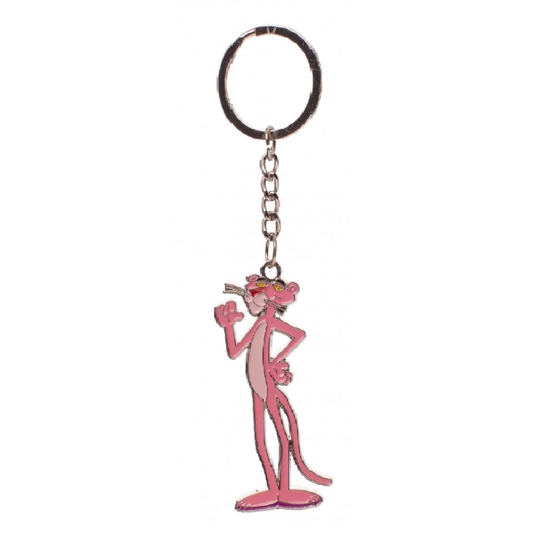 Rózsaszín párduc alakú lapos fém kulcstartó