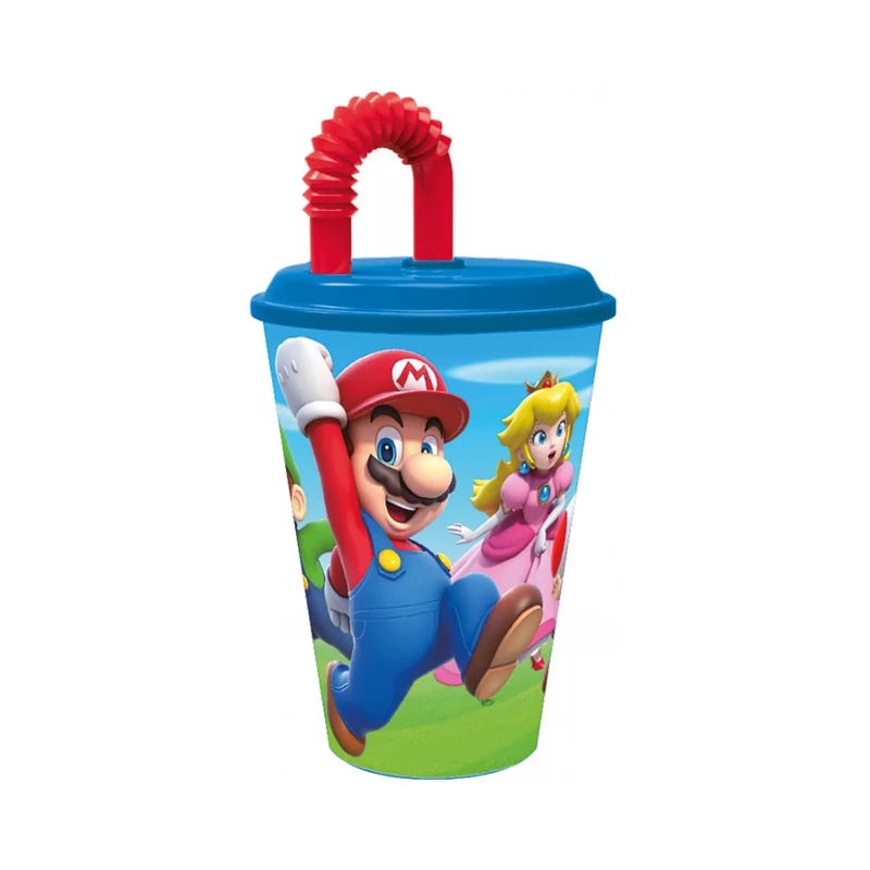 Super Mario szívószálas pohár