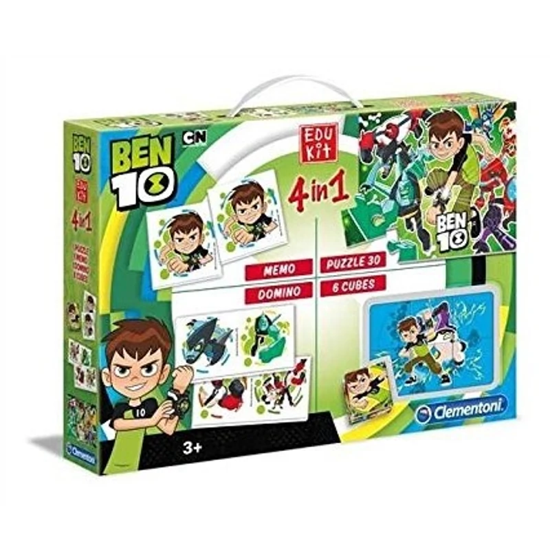 Ben 10 készségfejlesztő szett - puzzle, dominó, memóriajáték és kocka puzzle egyben