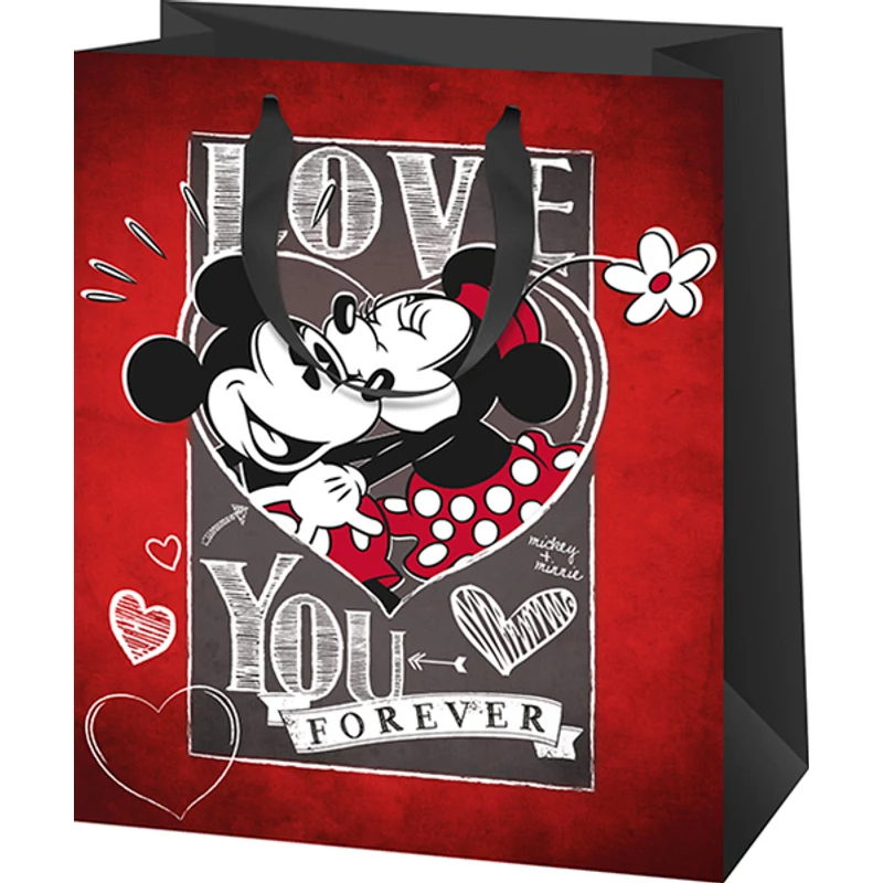 Ajándéktasak szerelmes Mickey egér és Minnie egér  -  Mickey Mouse és Minnie Mouse közepes ajándéktasak