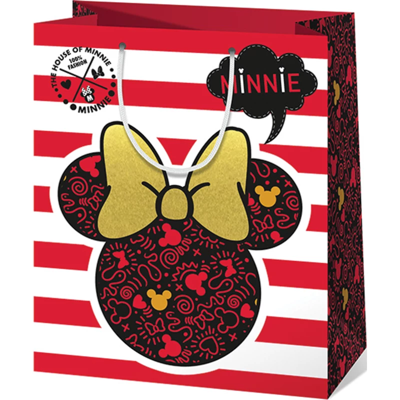 Ajándéktasak Minnie egér - Minnie Mouse csíkos nagy ajándéktasak