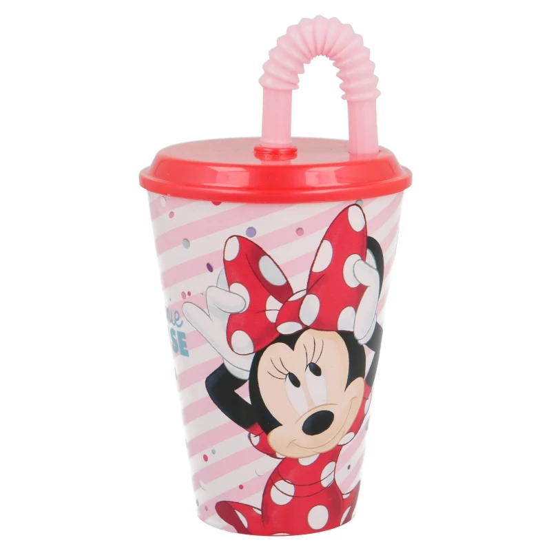 Minnie egér piros műanyag szívószálas pohár - Minnie Mouse pohár