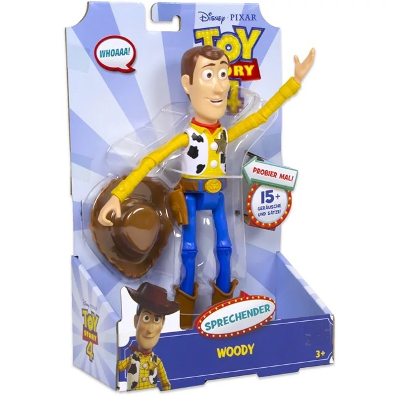 Toy Story németül beszélő, mozgatható, élethű műanyag figura - Woody figura